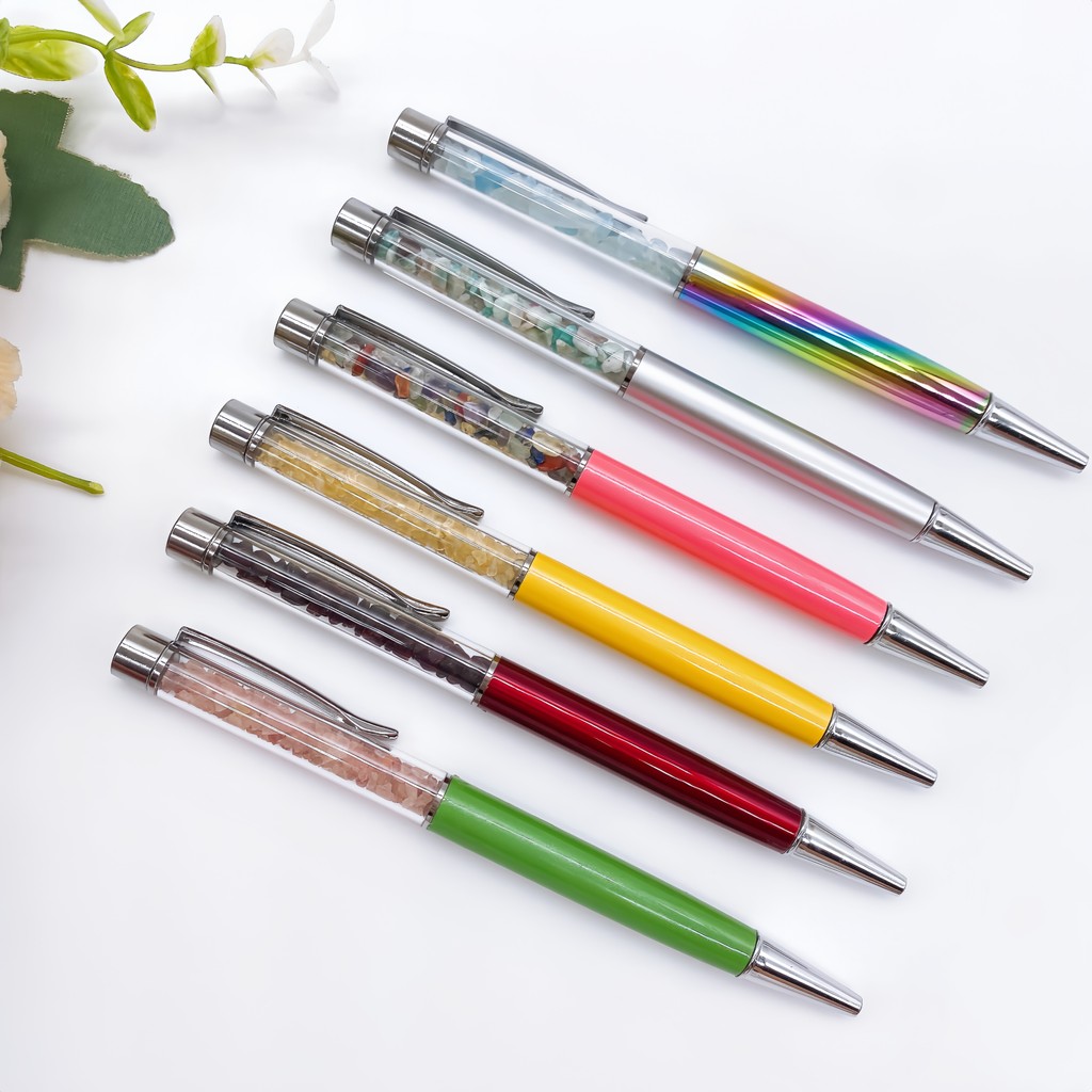 

Natural Crystal Gravel Ballpoint Pen Quartz Stone Energy Healing Creative Ballpen Stationery Office Bussiness Supply Gift