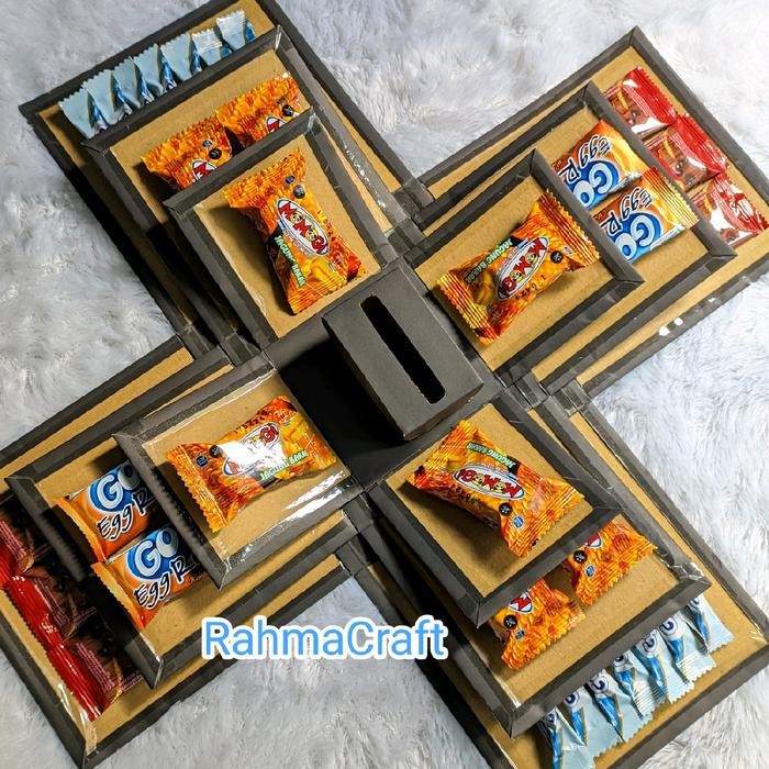 SNACK BOX KOSONGAN/Explosion box/scrapbook/snackbox/kotak kado/kado ulang tahun/hadiah - Kuning