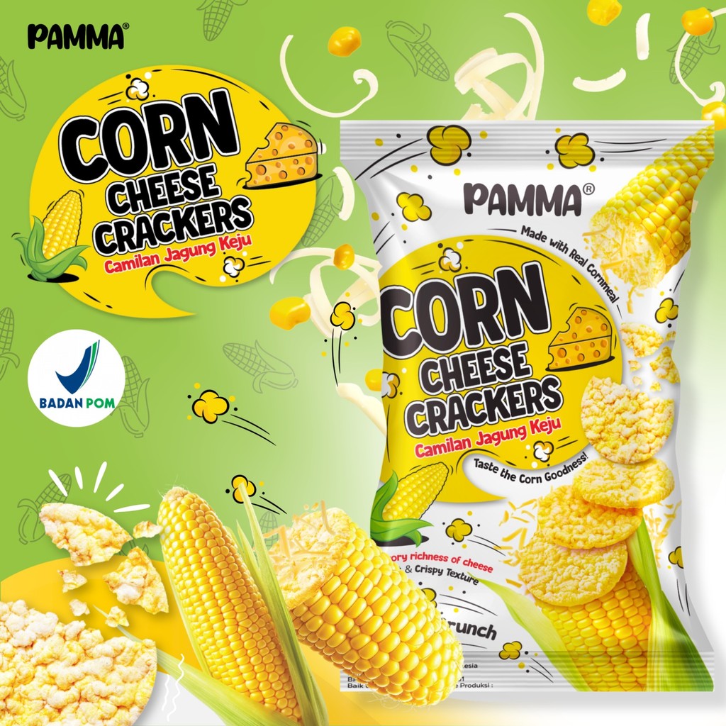 

PAMMA Corn Cheese Crackers - Camilan Jagung Keju Renyah
