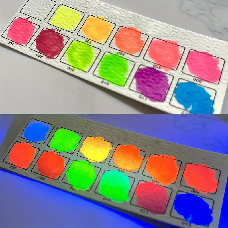 

12 Fluorescent Color Solid Watercolor Pigment Portable Neon Watercolor Pigment Hand-painted Art Pigment Fluorescent Pigment Art