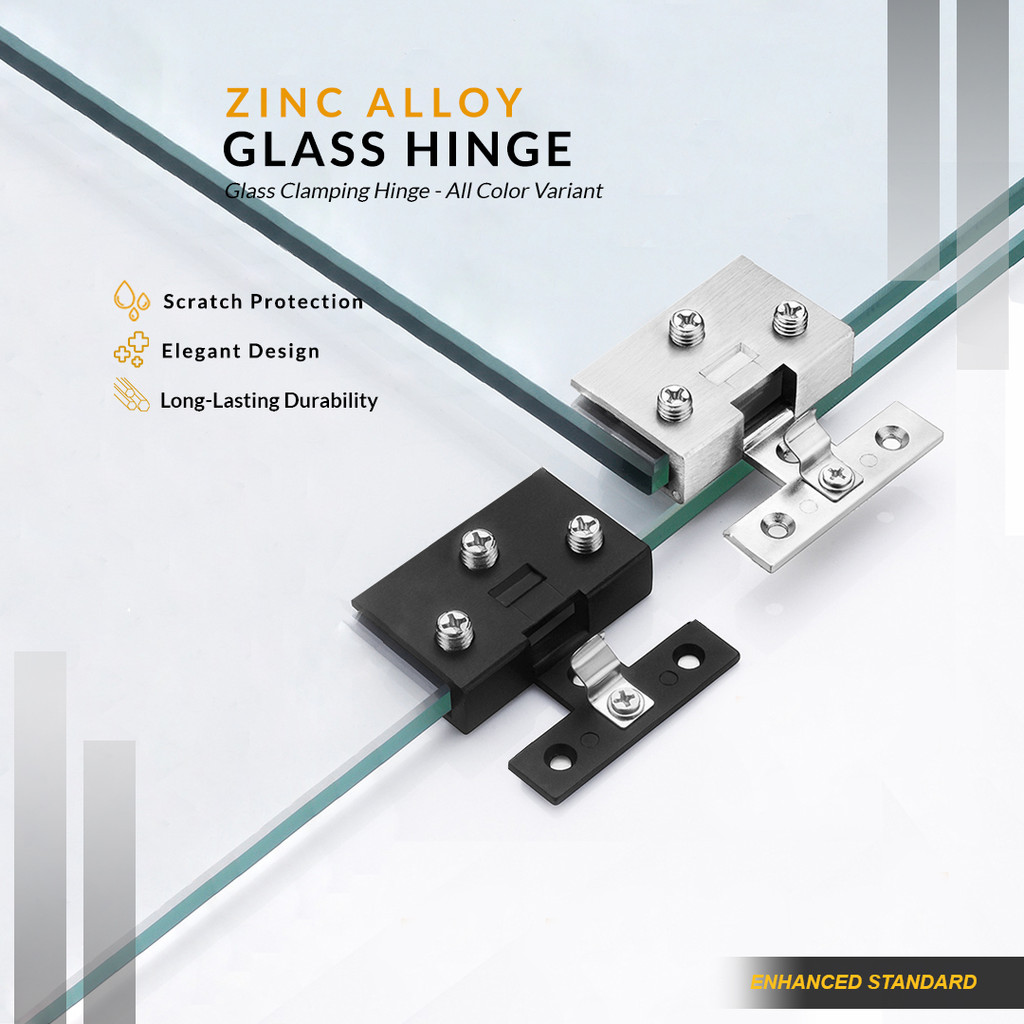 Engsel Jepit Kaca Pintu Lemari Kotak Zinc Alloy