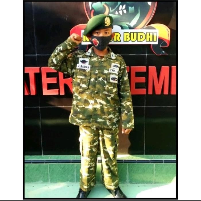 Kostum anak Doreng Kostrad Baju profesi AD Kostrad anak Fashion - Loreng Kostrad asli, S