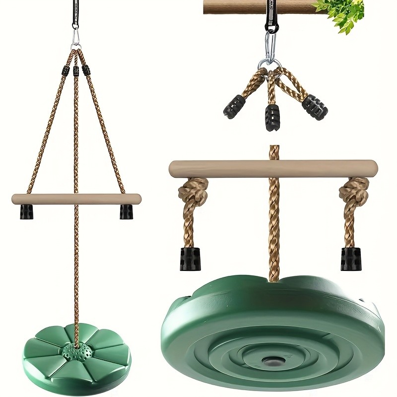 Outdoor Adventure Set: Round Swing, Slide, Monkey Bars, and Ninja Training