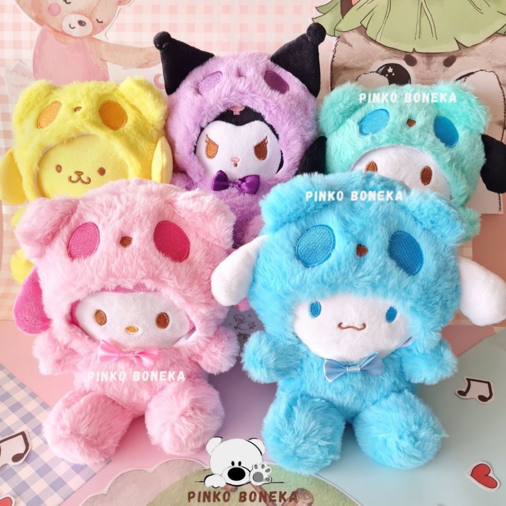 

Boneka My Melody Kuromi Cinnamoroll Pompompurin Pochacco Kostum Hoodie 20cm Gift Kado Lembut Mewah
