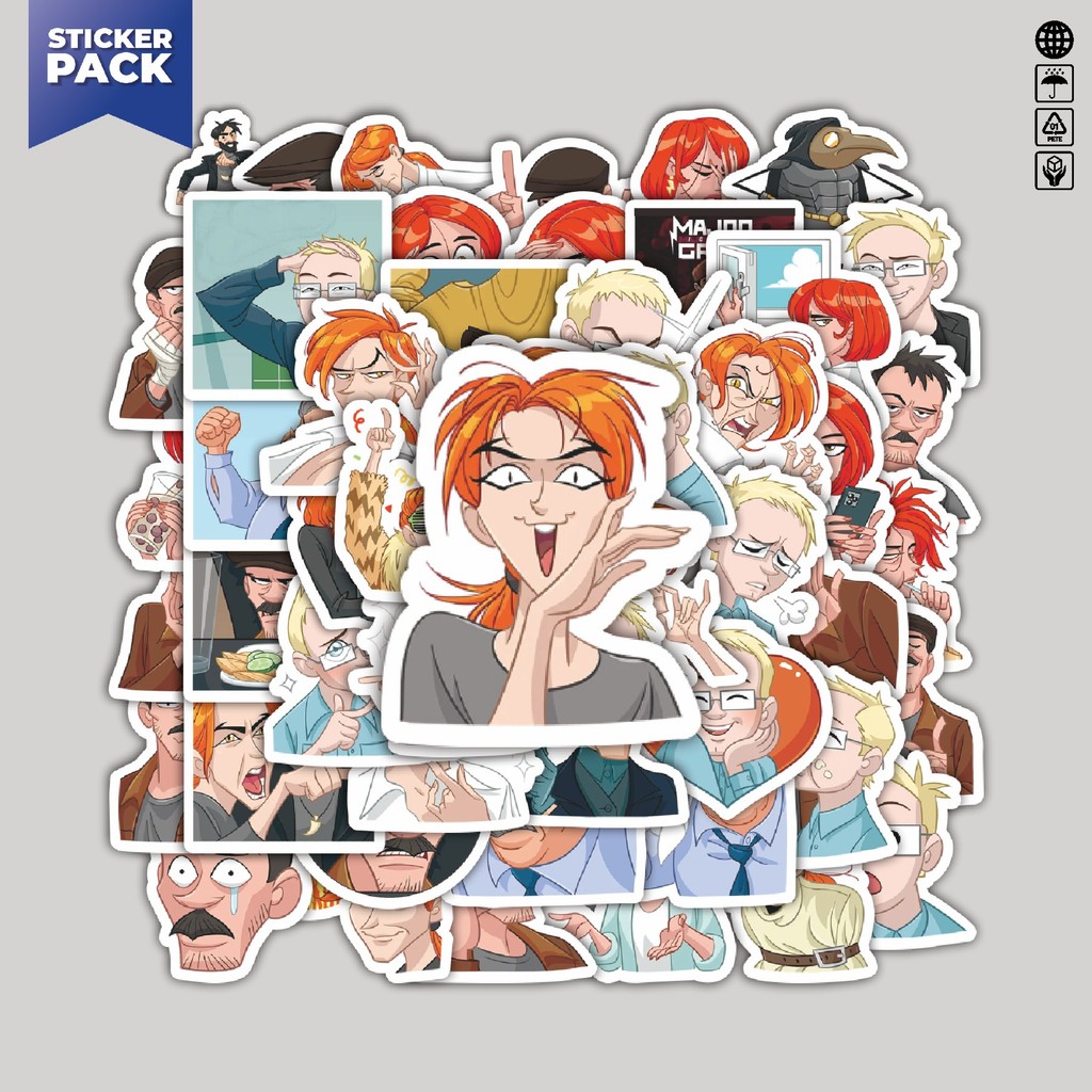 

[100PCS]Stiker Pack Funny Character Major Grom The Game Aesthetic Vinyl Anti Air Dekorasi Sticker Laptop Buku Journal Koper Helm Casing HP Gitar Helm Skateboard