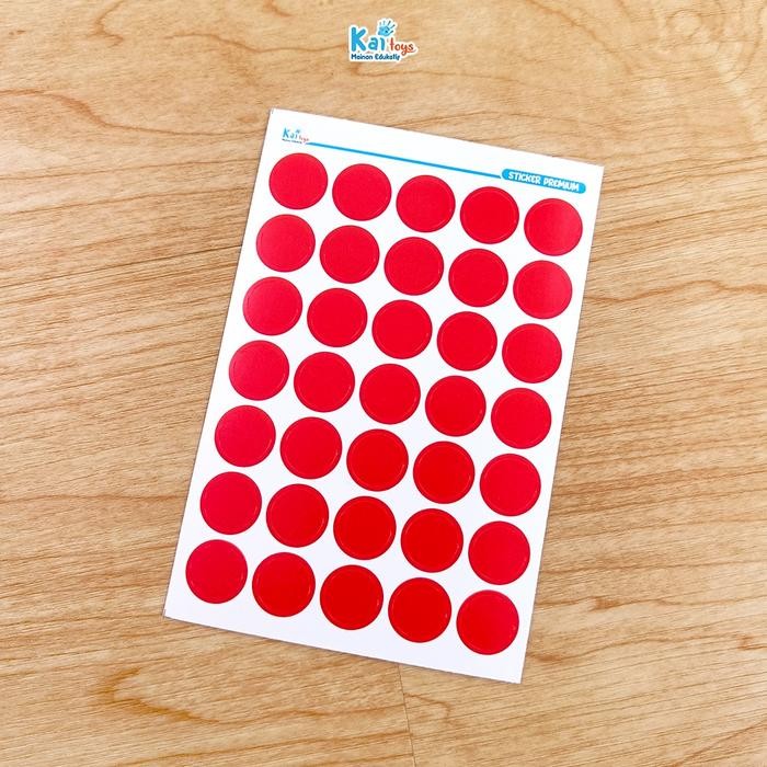 

Stiker Bulat Warna Premium 1,5 cm / Sticker Label Dot Anti Air 15 mm / Label Kode Warna Pabrik Kain Tekstil Warna Warni - merah 1,5cm, 1 lembar