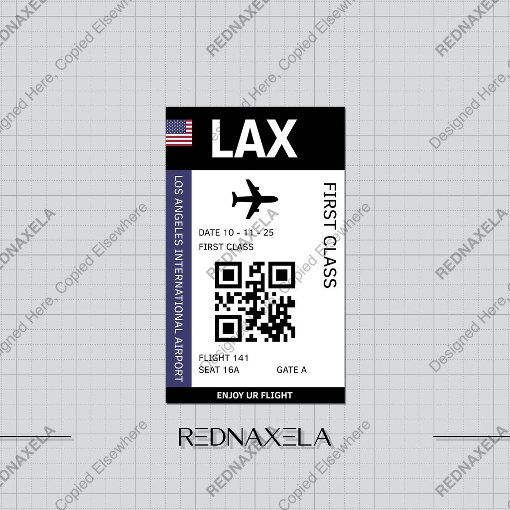 

Stiker Vinyl Airplane Ticket LAX Travel Suitcase Sticker