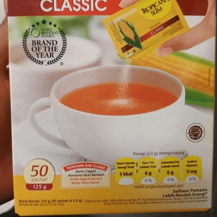 

Tropicana slim sweetener clasic @50 sachet