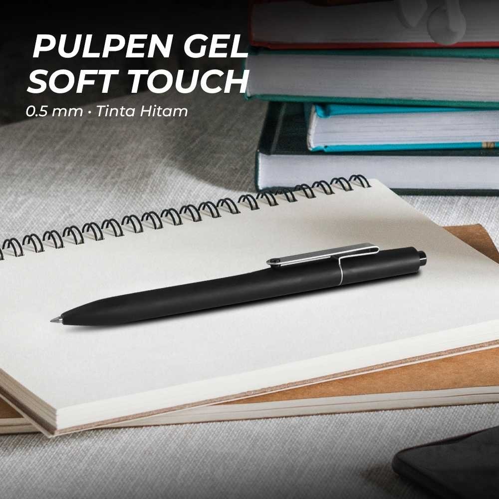 

MRNSTREKaco MIDOT Pena Pulpen Gel 0.5mm Soft Touch Metal Clip Tinta Hitam - KCM4