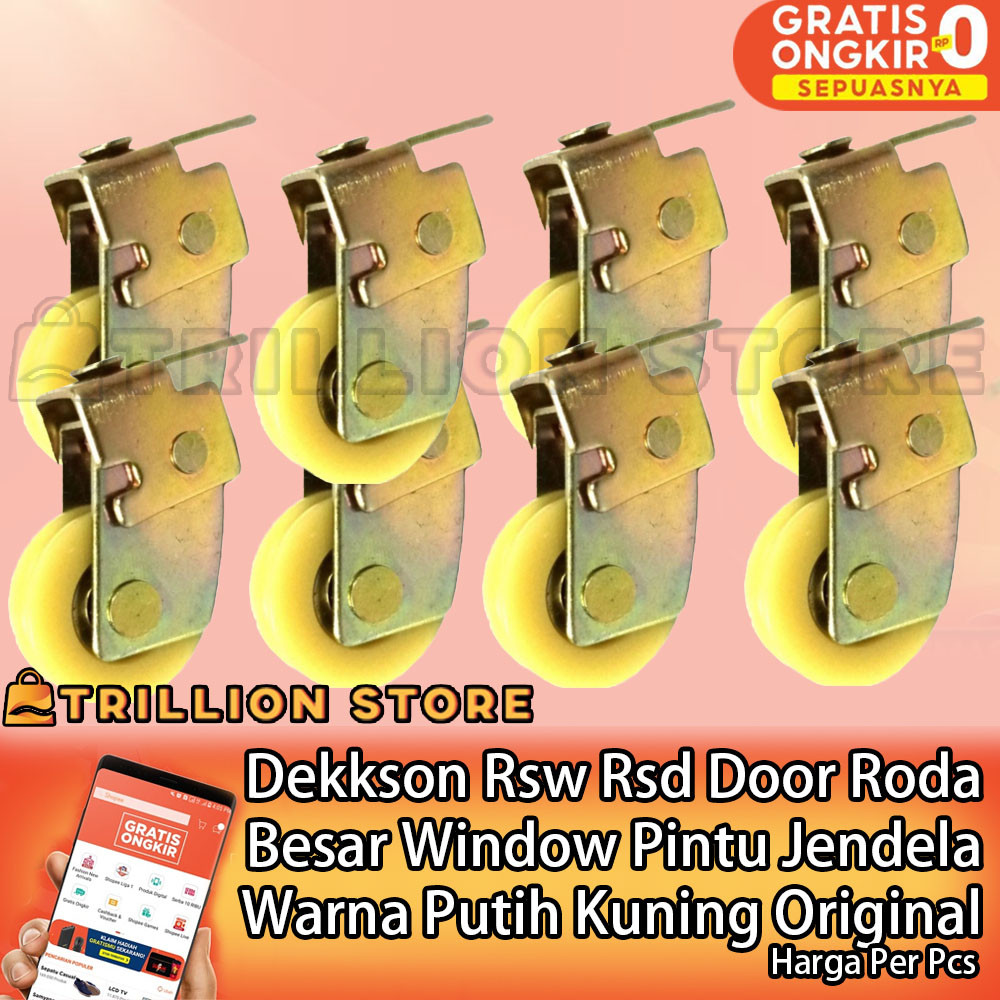 Dekkson RSD Roda Roller Pintu Geser Rel Besar Warna Kuning Putih Asli Kokoh Berkualitas Lancar Jende