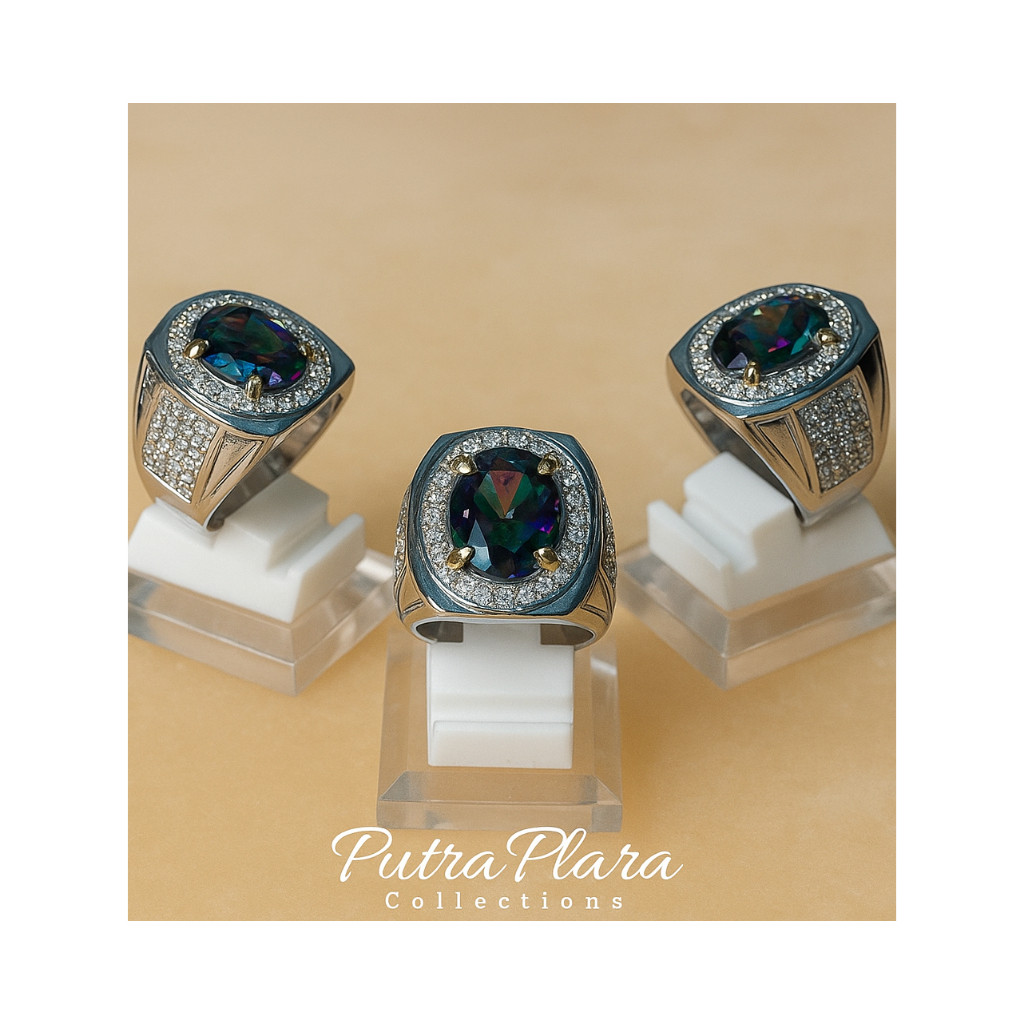 Cincin Batu Intan Hitam Pelangi Langka Asli Kalimantan dengan Pengiriman Cepat | Mystiq Quartz | Cin