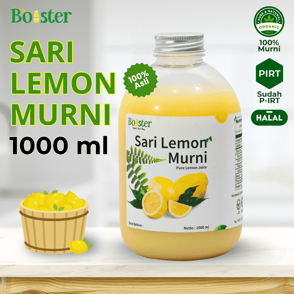 

MYBOOSTER SARI LEMON MURNI 1000 ML LEMON JUICE PURE 100% SARI LEMON CALIFORNIA ASLI ORIGINAL