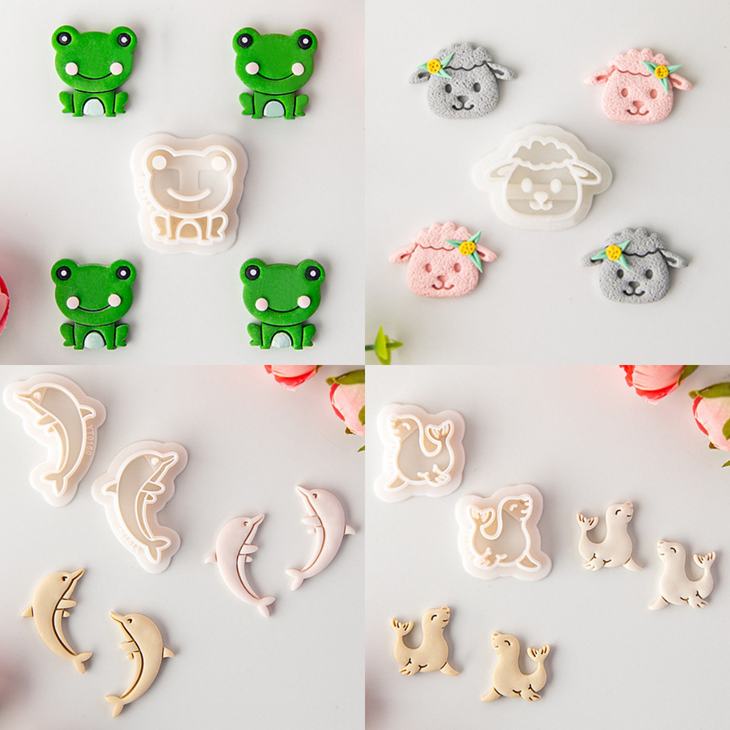 

Cute Cartoon Animal Frog Sheep Dolphin Seal Chick Shaped Clay Earrings Cutters Cutting Mold DIY Pendant Jewelry Handmade Tools