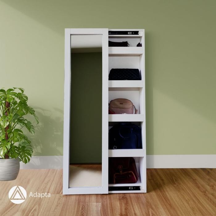Lemari Tas Kaca Pintu Geser Standing Mirror - Lemari Tas Minimalis LED - Tanpa Lampu
