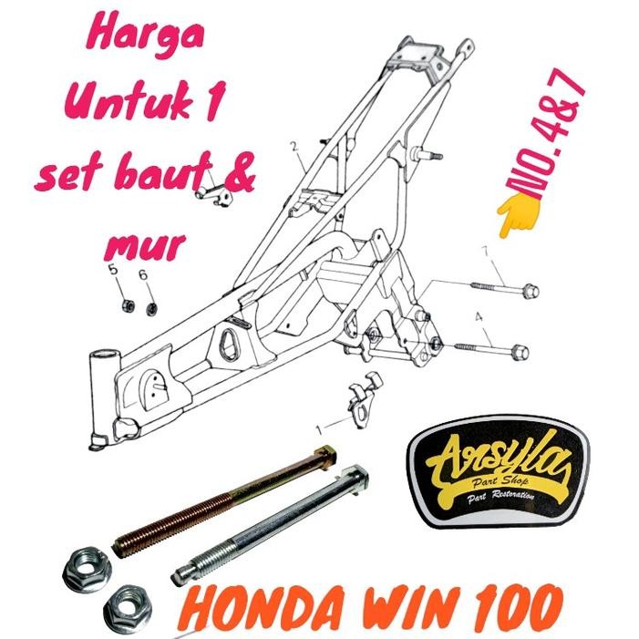 baut mur rangka mesin engine sasis frame gantungan khusus honda win 100 win100 kancil nasha - -, -