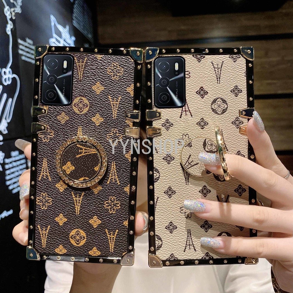 Kasus YYN Untuk OPPO A16 A16K A15 A15s Casing Mode pola kulit Diamond Bracket Shockproof Phone Case 