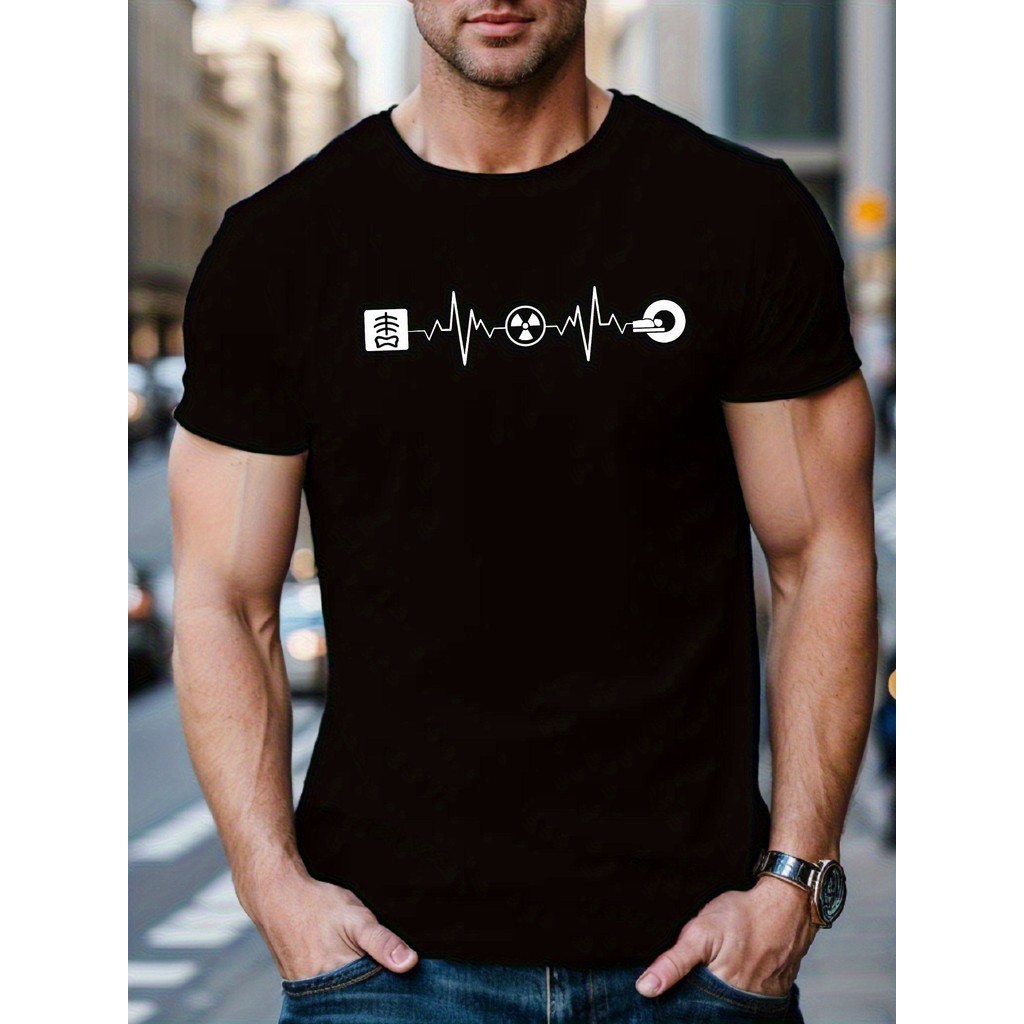 Kaos Lengan Pendek Pria Radiologi EKG Atasan Musim Panas