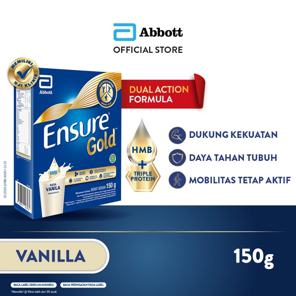 

Ensure Gold HMB Vanila 150 g - Nutrisi Dewasa Rendah Laktosa