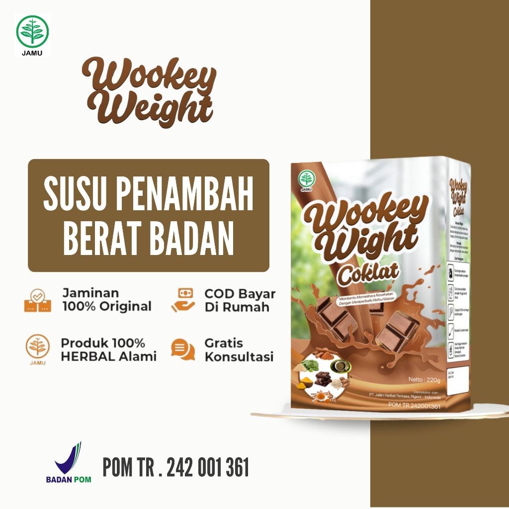 

Wookey Weight - Susu Penambah Berat Badan 220gr Coklat