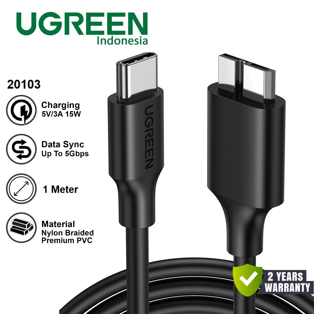 UGREEN 20103 Kabel Data TYPE C TO MICRO B USB 3.0 for HDD Hard Disk Drive SATA SSD Cable Harddisk Ca