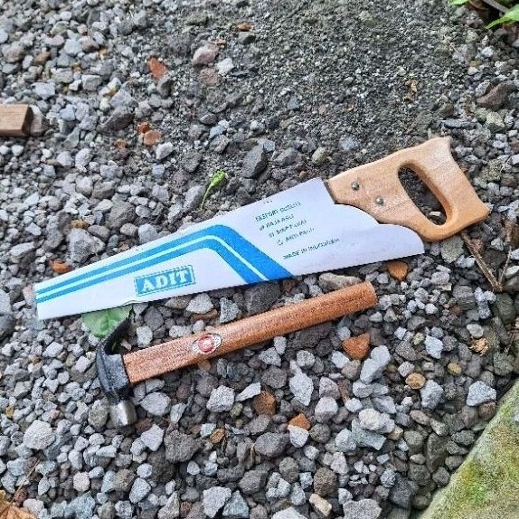 Paket gergaji kayu dan palu kambing- gergaji kayu anti selip potong bambu dan kayu Ori