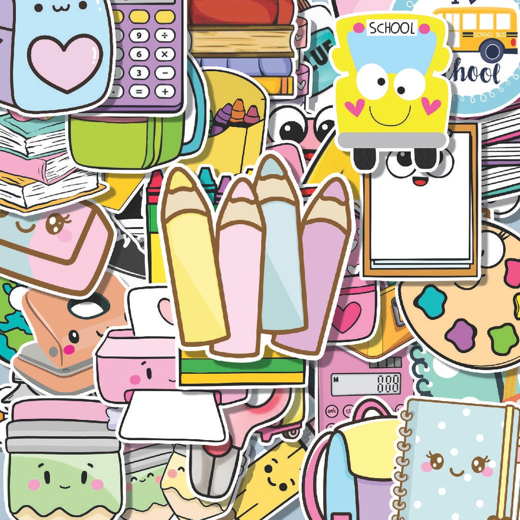 

100PCS Lucu Stiker Back to School [Kembali Bersekolah] Stiker Aesthetic Stiker Anti Air Stikers Berperekat Waterproof sticker decal buat Motor Helm Buku Journal Koper Casing HP Laptop Botol Minum Hadiah anak