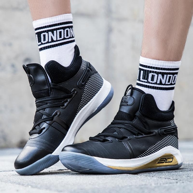 CUCI GUDANG Sepatu Basket Sol Karet Berdecit Dan Anti Licin Sepatu High-Top Sepatu Basket Curry 30