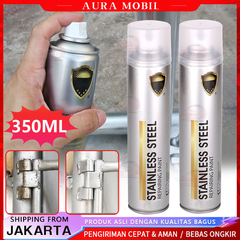 【350ML】Cat Semprot Chrome Sapporo Anti Karat Warna Stainless Cat Mobil Motor Chrome Spray Paint Otom
