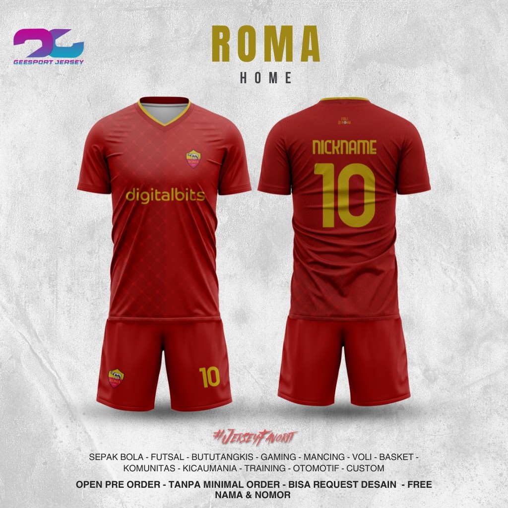 JERSEY SEPAK BOLA  I Lupi ROMA HOME 2022 2023 SERIE A FULL PRINTING FREE NAMA & NOMER PUGGUNG