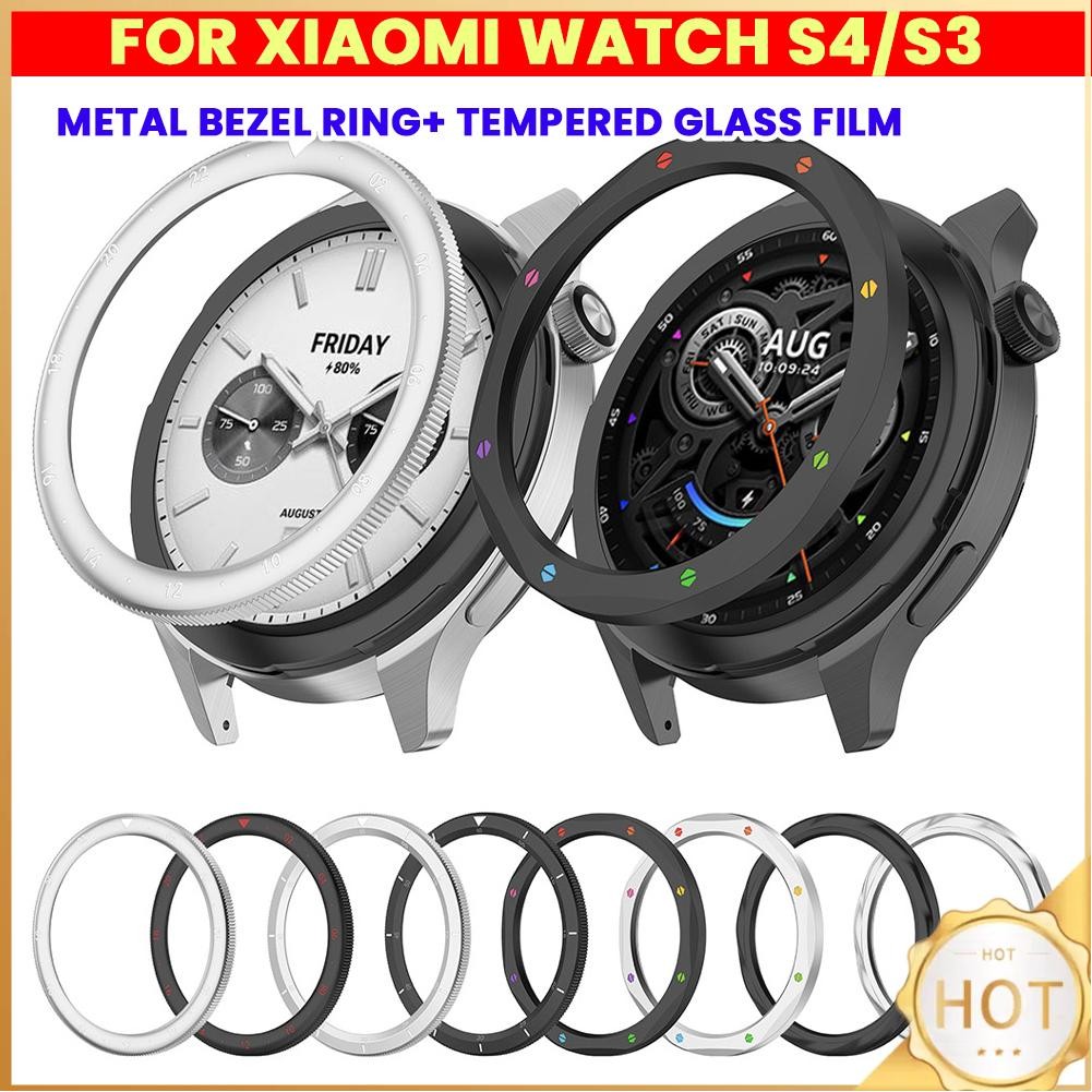 Metal Bezel Watch Case Strap Cover Tempered Glass Film Watch Bezel Shell for Xiaomi Watch S4/S3 for 
