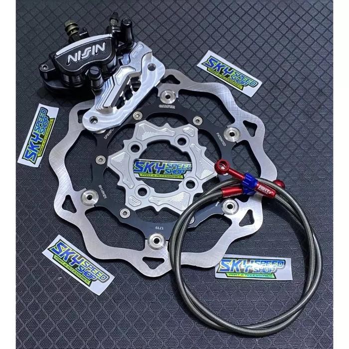 KALIPER CAKRAM DEPAN SB + BREKET 2 PISTON UK 260MM SELANG REM SWITCH DEPAN DISK GALFER 260 MM Motor 