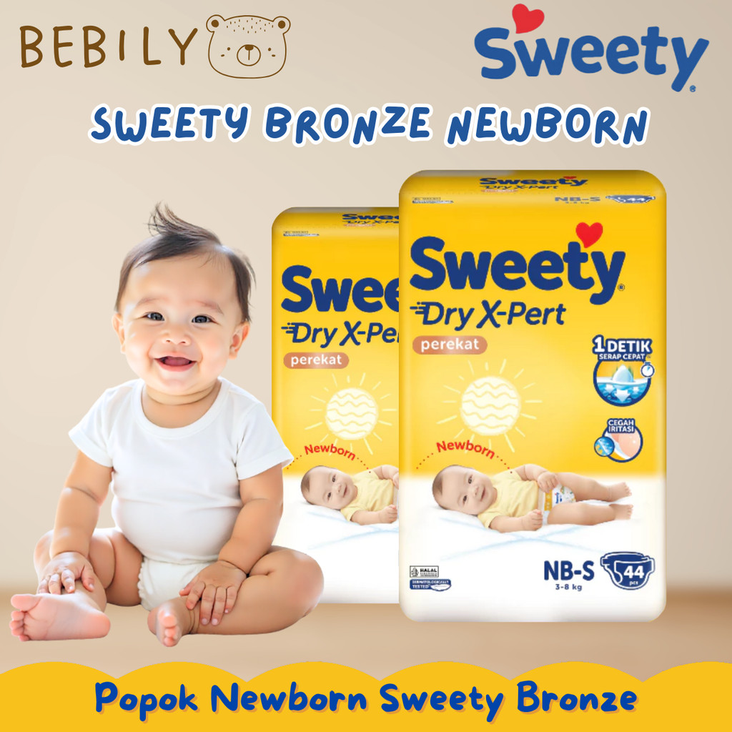 Sweety Bronze NEWBORN NBS 44 Popok Perekat Sweety Dry X-pert NBS44 Pampers Bayi Baru Lahir