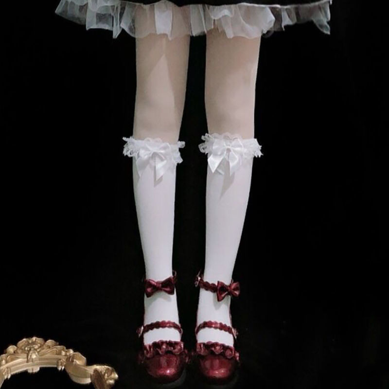 Lolita Lace JK Stockings Bow Knot Lolita Socks Female Long Socks Lolita Soft Sister Jk Uniform Knee 