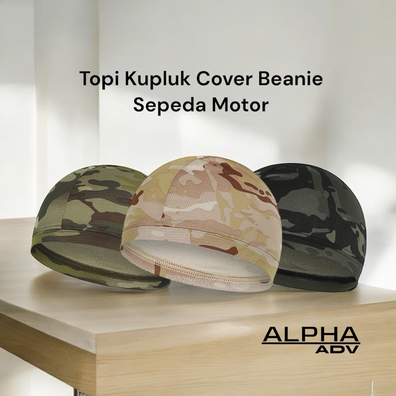 Topi Kupluk Cover Beanie Helm Sepeda Motor Motif Army