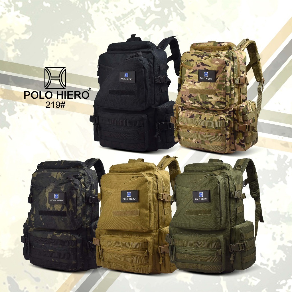 Brayhanolshop-Tas Ransel Army Polo Hiero 219 Tas Punggung Outdoor Tas Backpack Pria-Tas Army Camo