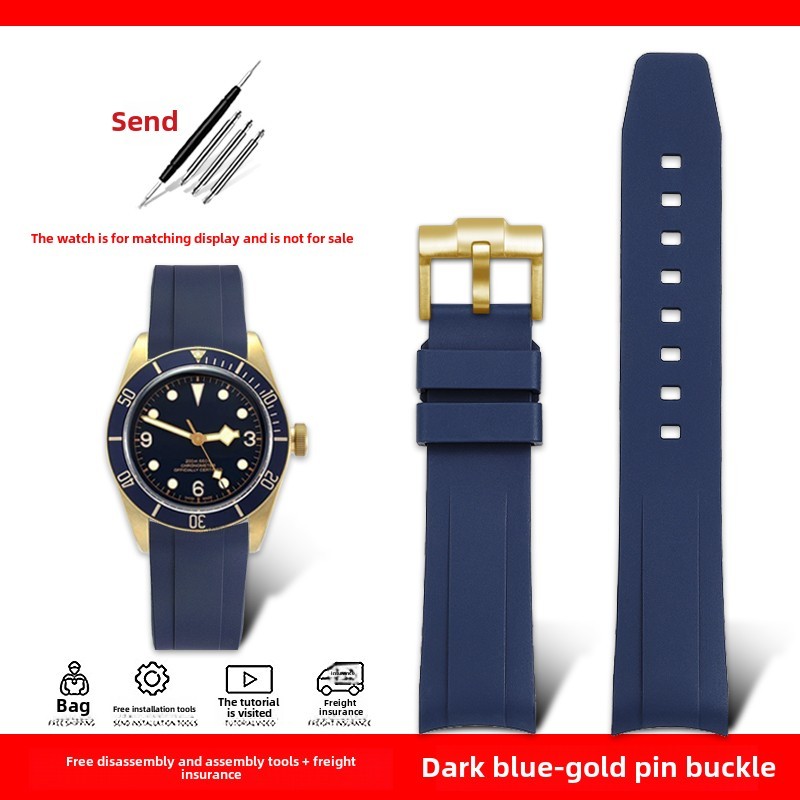 20MM curved fluororubber strap for Tudor 1958 Biwan 39 al M79030N M79018V BB58 Navy Blue GMT high qu