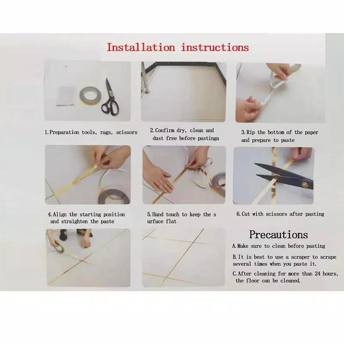 STIKER CERAMIC 50M EMAS STICKER STIKER STICKER UBIN KERAMIK 50 METER STIKER LANTAI Putih - GOLD 0.5C