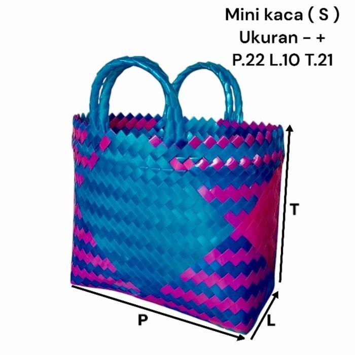 Tas Anyaman Plastik Glossy/Keranjang Anyaman Glossy/Keranjang Hampers - Mini Kaca ( S )