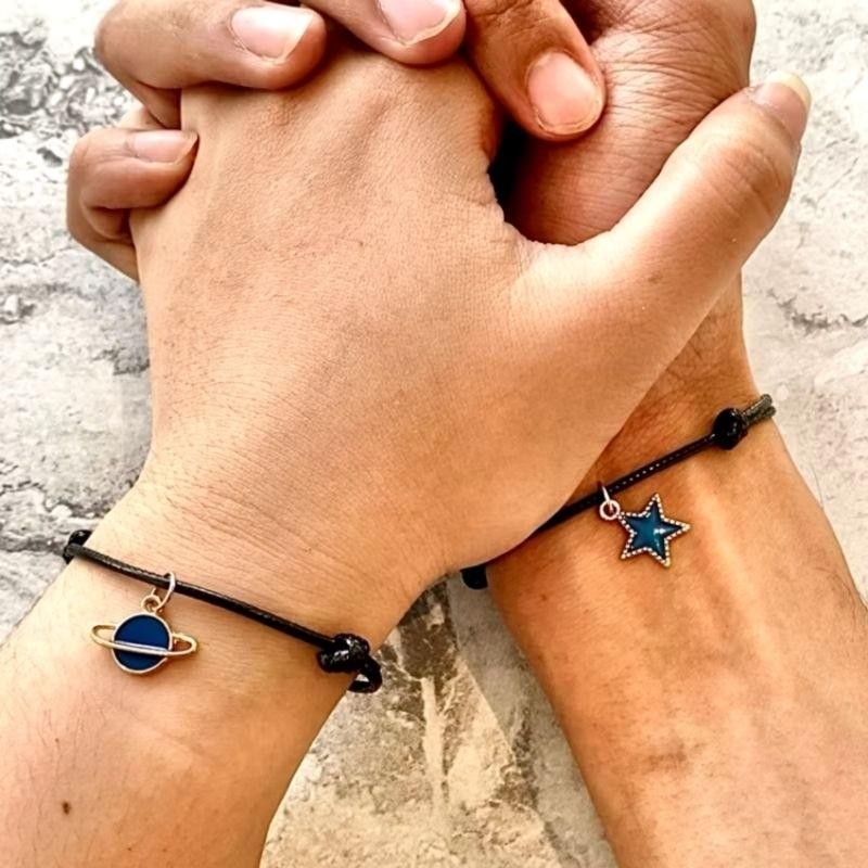 (2pcs) GELANG COUPLE BINTANG SATURNUS / SEPASANG GELANG