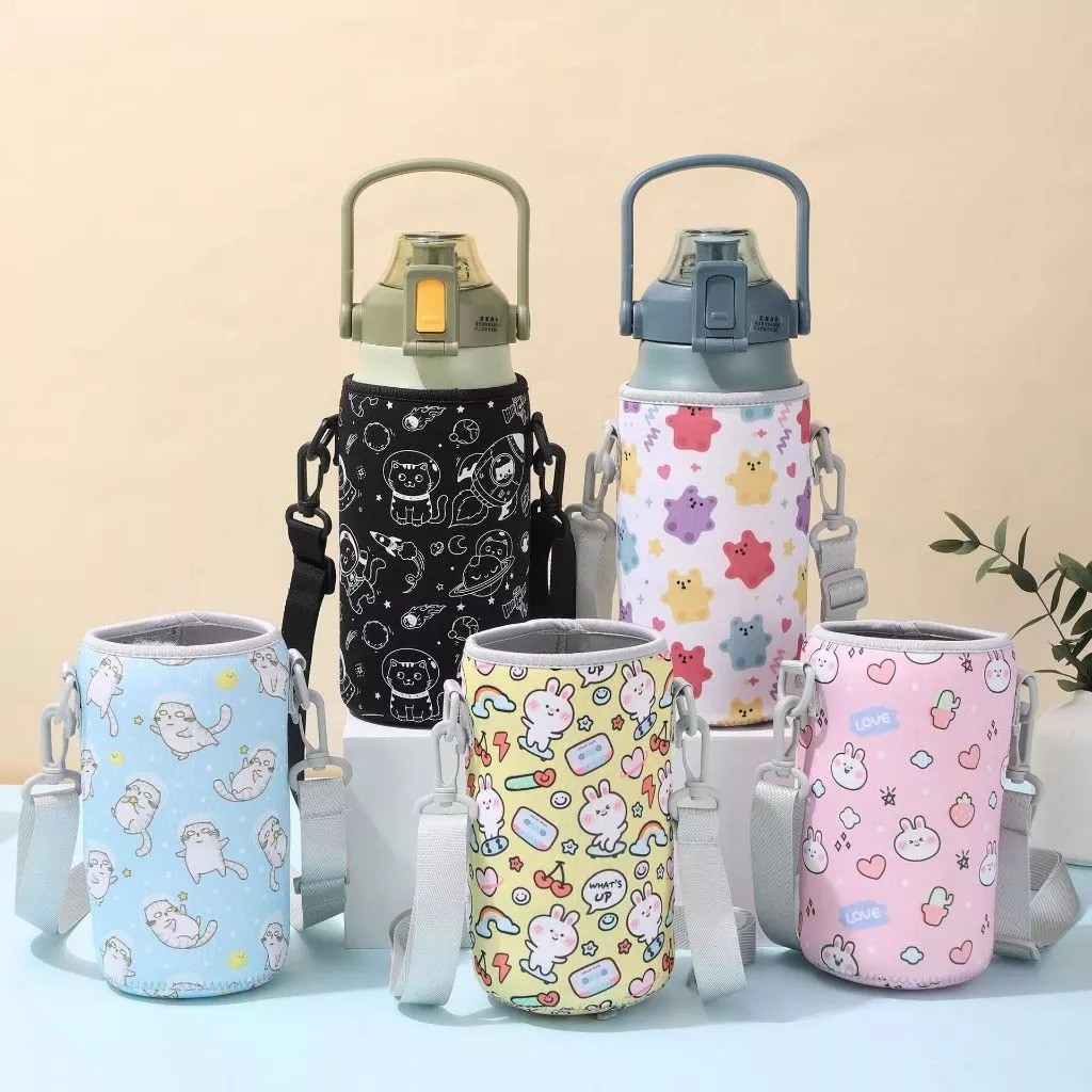 Tas Termos Tumbler Sarung Botol Minum Elastis dengan Tali panjang /  Tas sarung botol minum Termos T