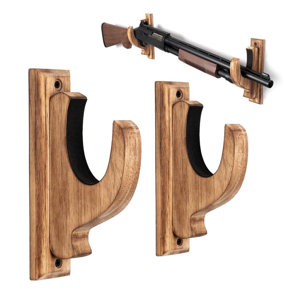 Wall Mounted Solid Wood Hunting Gun Rifle Brackets splay Airsoft Sword Firearms Glock G17 M16 AR15 A