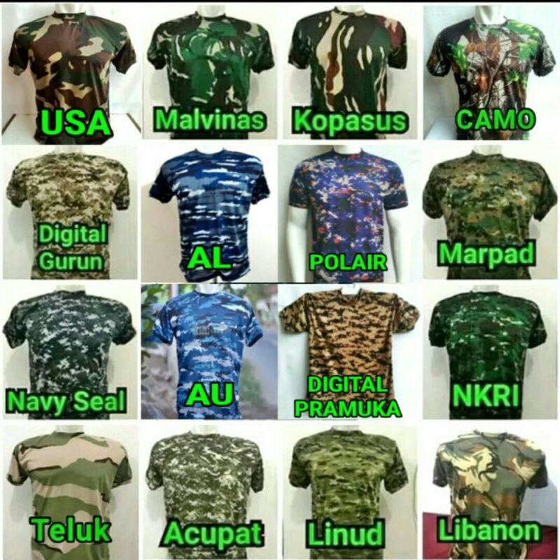 PROMO Kaos army/kaos loreng army/kaos loreng lengan pendek SHOPEE