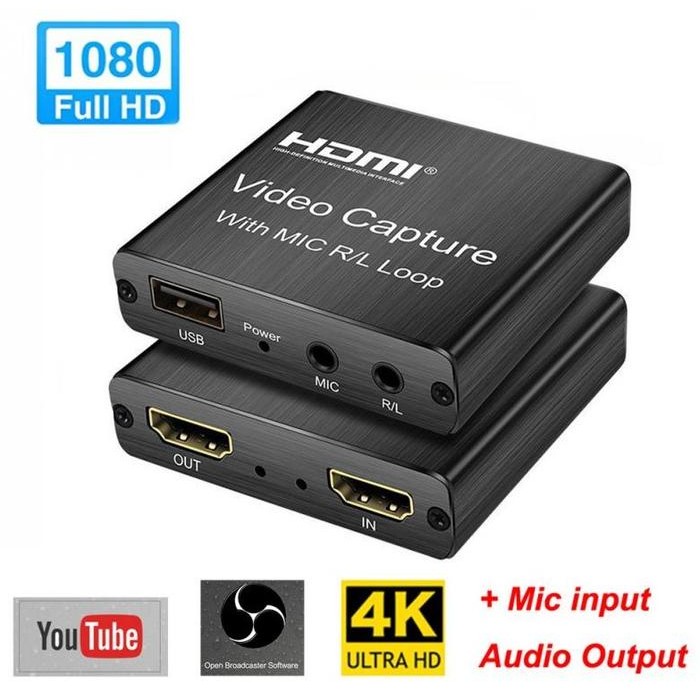 4K HDMI VIDEO CAPTURE CARD HDMI TO USB 2.0 LOOP OUT WITH MIC