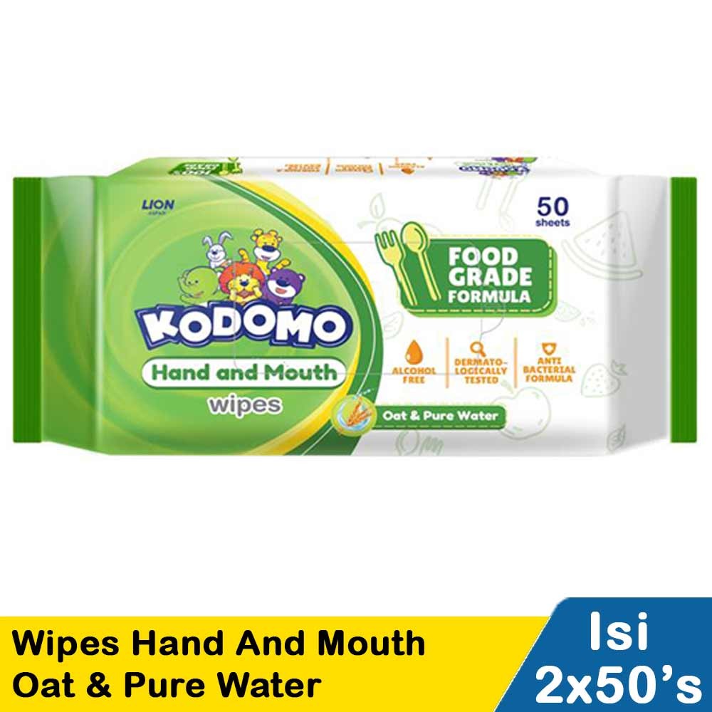 KODOMO WIPES HAND AND MOUTH OAT&PURE WATER 2x50's