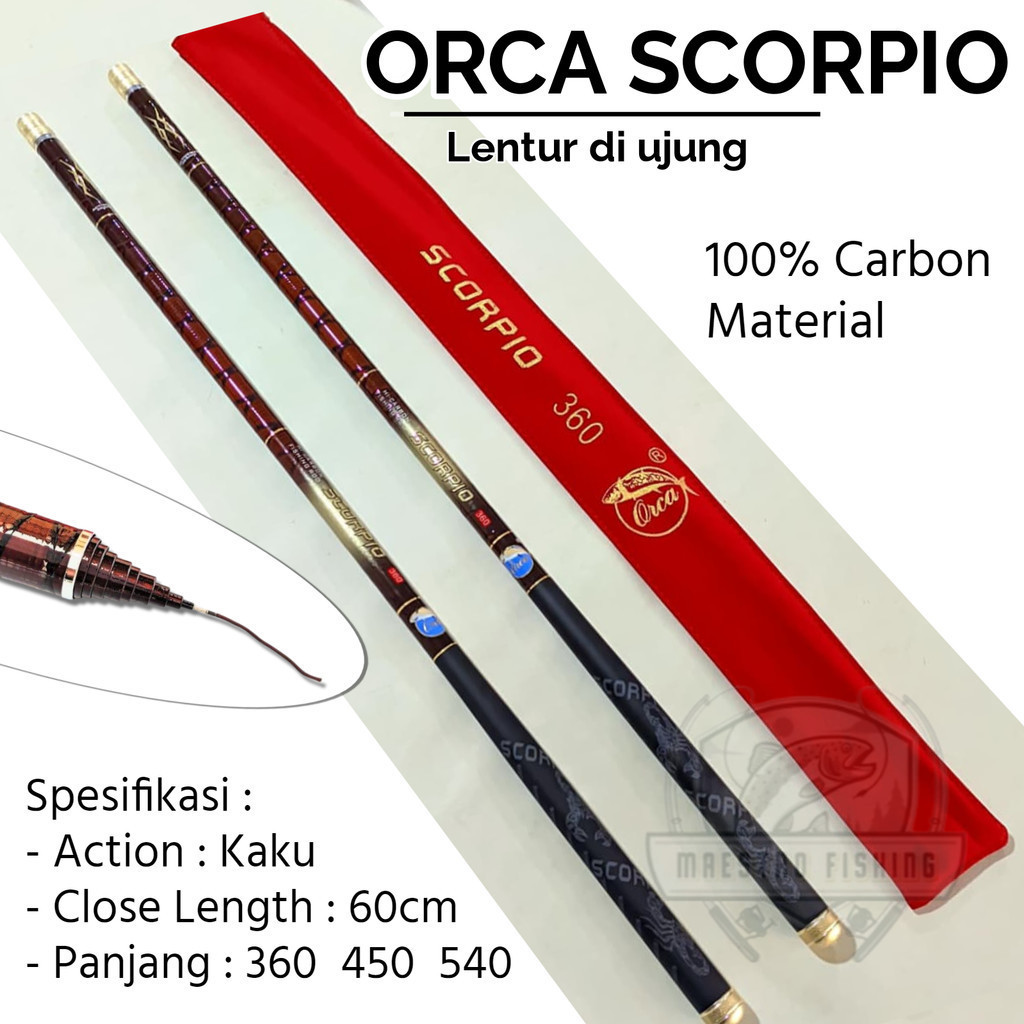 Tegek Orca Scorpio 360 450 540 Joran Pancing High Carbon Xwraping Action Hard Kaku Ringan Kuat MAEST