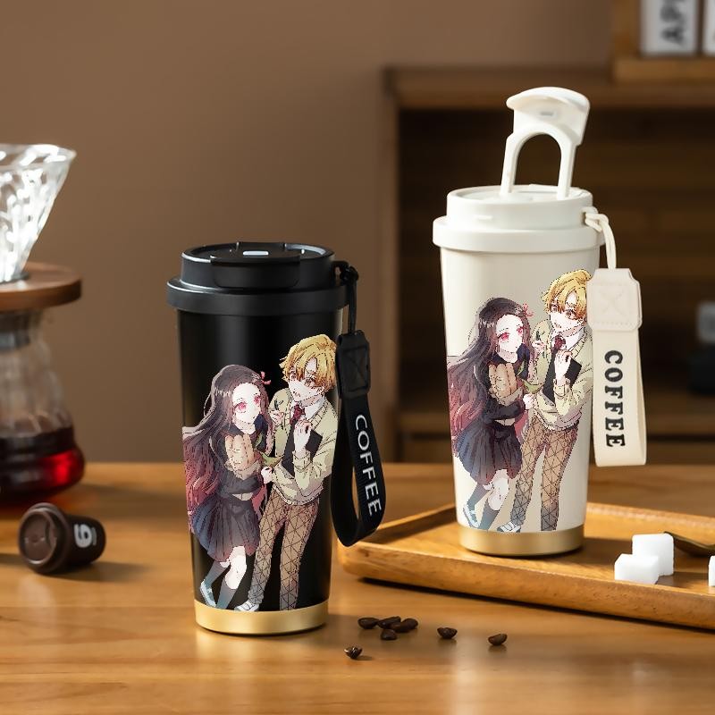 Tumbler Demon Slayer Zenitsu Agatsuma Coffee Mug Stainless Steel Dengan Tali CUP 500 ML  Hadiah Berh