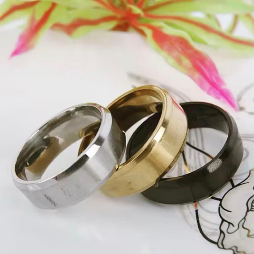 Cincin Titanium Hitam Polos Kwalitas Super AntiLuntur / Cincin Pria Wanita Couple Anak Titanium