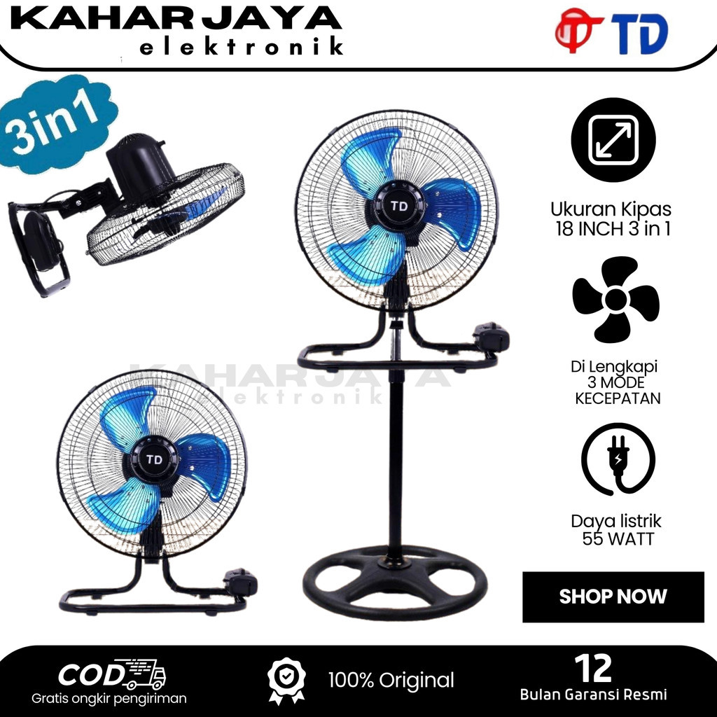 CINELUXE [BISA COD] TD kipas angin/Kipas angin besi JUMBO 18 inch /kipas angin besar/kipas angin/kip