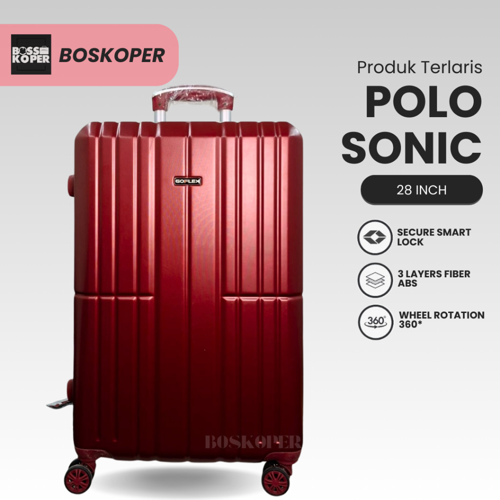 Koper 28 inch Polo UFO 603 ukuran bagasi-jumbo-travel-polo-tas koper-murah-besar-fiber-roda koper (M
