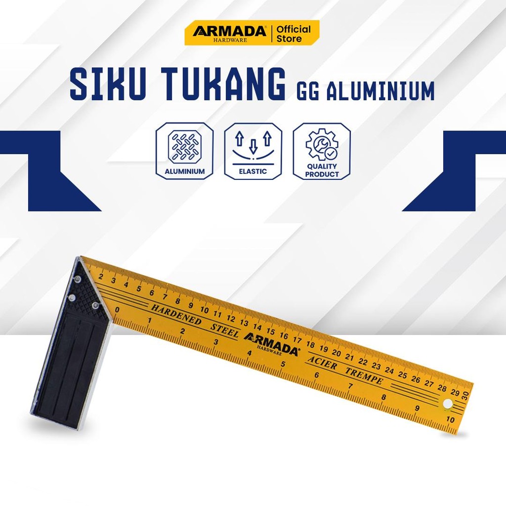 ARMADA Siku Tukang Gagang Aluminium 12"  Penggaris Siku L Penggaris Tukang
